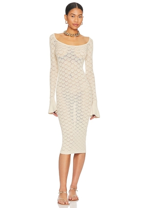 Tularosa Netia Long Sleeve Midi Dress in Neutral. Size M, S, XL.