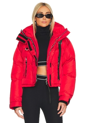 Shoreditch Ski Club Willow Short Puffer in Red. Size M, S, XS.