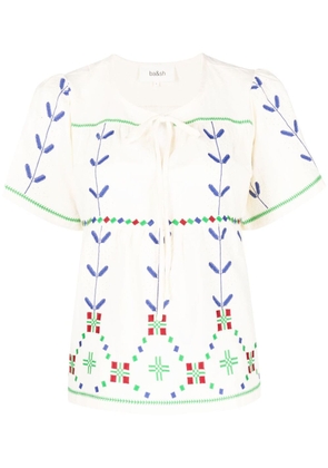 Ba&Sh graphic-print cotton-linen blouse - Neutrals