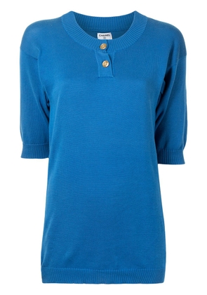 CHANEL Pre-Owned 1990s knitted short-sleeved top - Blue