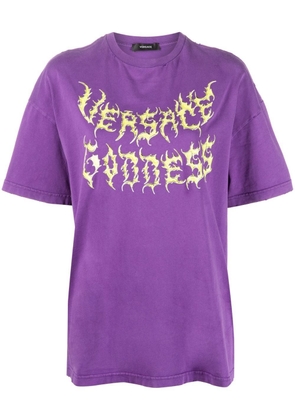 Versace logo-print cotton T-shirt - Purple