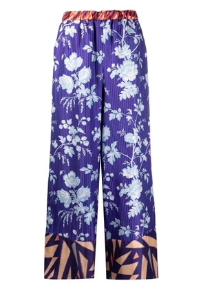 Pierre-Louis Mascia floral-print high-waisted trousers - Blue