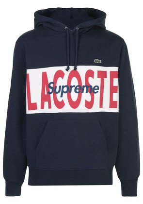 Supreme x Lacoste logo panel hoodie - Blue