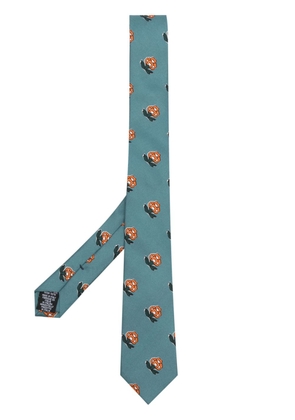 Paul Smith patterned floral-print silk tie - Blue