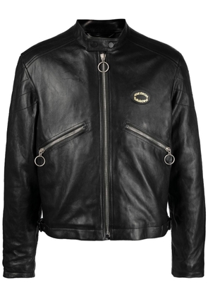 Acne Studios chest logo-patch leather jacket - Black