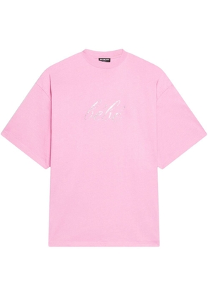 Balenciaga glitter-slogan cotton T-shirt - Pink