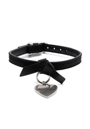 Acne Studios heart-charm leather bracelet - Black