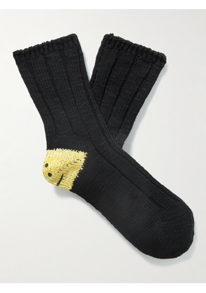KAPITAL - Intarsia Cotton-Blend Socks - Men - Black