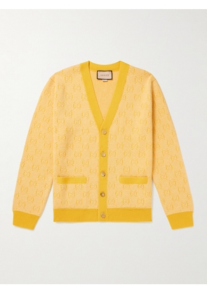 Gucci - Monogrammed Wool-Jacquard Cardigan - Men - Yellow - S