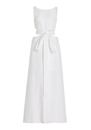 BONDI BORN - Comino Cutout Organic Linen Maxi Dress - White - L - Moda Operandi
