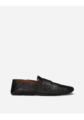 Dolce & Gabbana Crocodile-print Calfskin Driver Shoes - Man Driver Shoes And Loafers Black 46