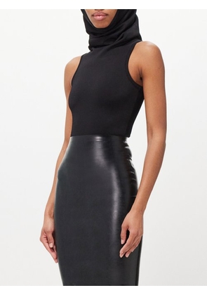 Alaïa - Hooded Jersey Bodysuit - Womens - Black - 36 FR