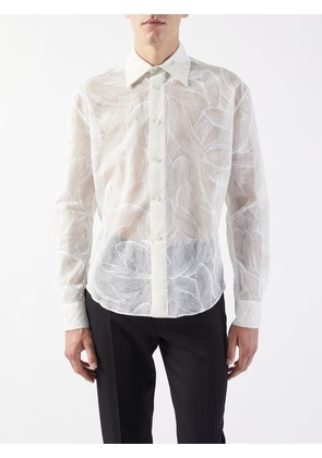 Alexander Mcqueen - Wing-print Silk-voile Shirt - Mens - White - 16