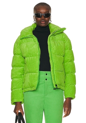 Perfect Moment Jumbo Cord Short Down Jacket in Pear Green - Green. Size L (also in M, S, XS).