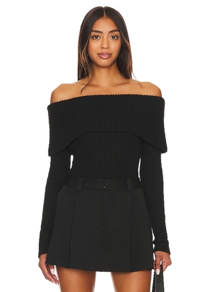 Central Park West Gwyneth Off-shoulder Sweater in Black. Size M, S, XS.