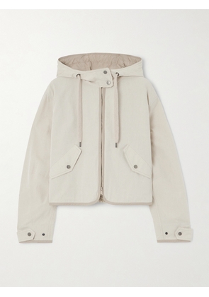 Brunello Cucinelli - Cropped Hooded Shell-trimmed Cotton-blend Jacket - Neutrals - IT38,IT40,IT42,IT44,IT46,IT48,IT50