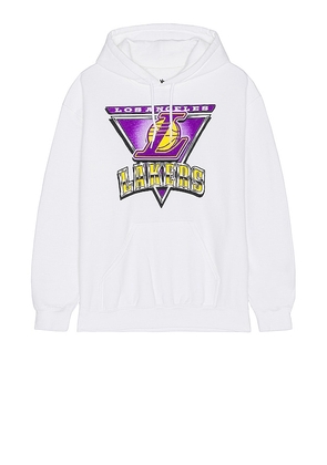 Junk Food Lakers Triangle Flea Market Hoodie in White. Size M, S, XL/1X.