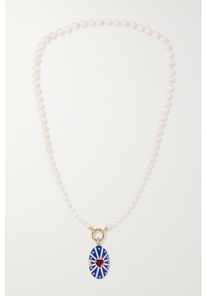 Storrow - Eleanor 14-karat Gold, Enamel, Pearl And Garnet Necklace - One size