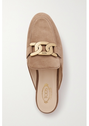 Tod's - Embellished Suede Slippers - Brown - IT34,IT34.5,IT35,IT35.5,IT36,IT36.5,IT37,IT37.5,IT38,IT38.5,IT39,IT39.5,IT40,IT40.5,IT41,IT41.5,IT42