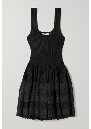 Alaïa - Ribbed Pointelle-knit Mini Dress - Black - FR34,FR36,FR38,FR40,FR42,FR44,FR46