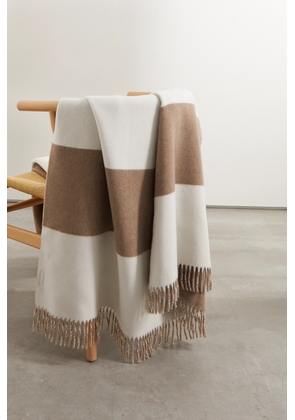 Brunello Cucinelli - Fringed Striped Cashmere Blanket - Neutrals - One size