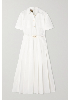 Gucci - Love Parade Pleated Belted Cotton-poplin Midi Dress - White - IT42,IT44,IT46