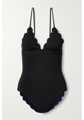 Marysia - + Net Sustain Santa Clara Maillot Scalloped Stretch Recycled-crepe Swimsuit - Black - xx small,x small,small,medium,large,x large,xx large
