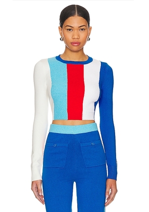 JoosTricot Long Sleeve Crop Top in Blue. Size L, S, XL, XS.