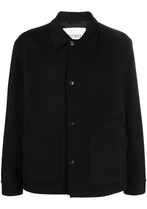 Closed long-sleeved knitted shirt jacket - Black