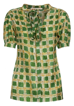 Marni Check Fields silk blouse - Green