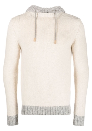 Eleventy ribbed-knit two-tone hoodie - Neutrals
