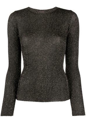 TWINSET metallic-threading ribbed-knit top - Black
