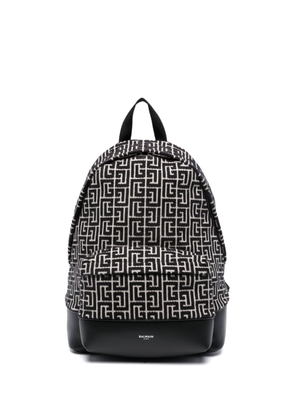Balmain all-over logo-pattern backpack - Black