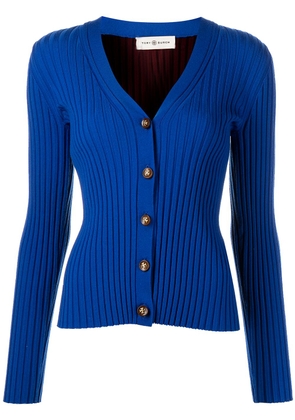 Tory Burch ribbed-knit button-up cardigan - Blue