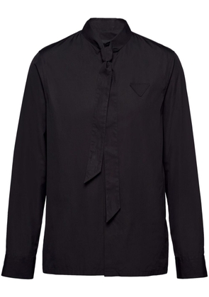 Prada neck-tie cotton shirt - Black