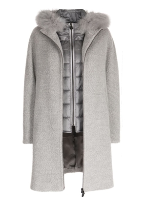 Cinzia Rocca feather-trim layered coat - Grey