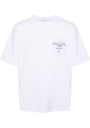 Prada logo-embossed cotton T-shirt - White