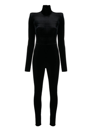 Alexandre Vauthier long-sleeve velvet jumpsuit - Black