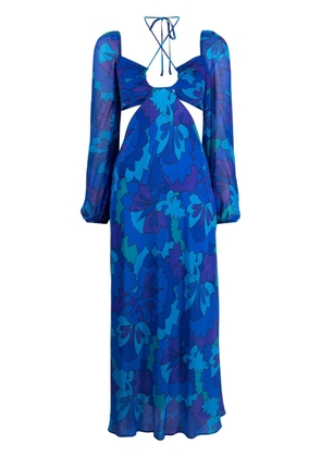 Rixo Kamilla printed cut-out midi dress - Blue
