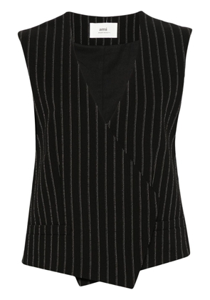 AMI Paris pinstriped crepe vest - Black