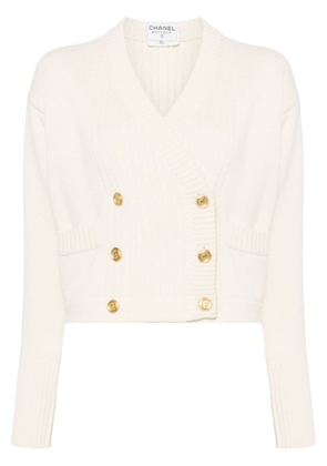CHANEL Pre-Owned 1990s double-breasted cashmere cardigan - Neutrals