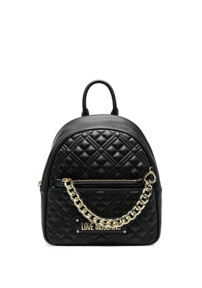 Love Moschino logo-lettering quilted backpack - Black