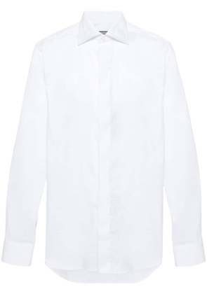 Canali poplin-texture shirt - White