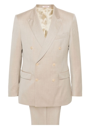 FURSAC double-breasted striped wool suit - Neutrals