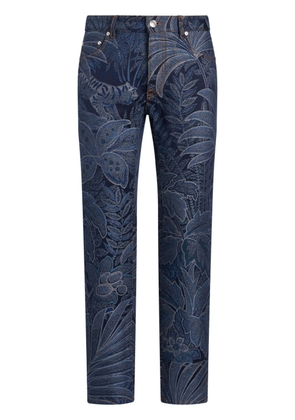 ETRO botanical-jacquard straight-leg jeans - Blue