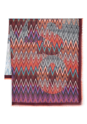 Missoni zigzag-print frayed scarf - Purple