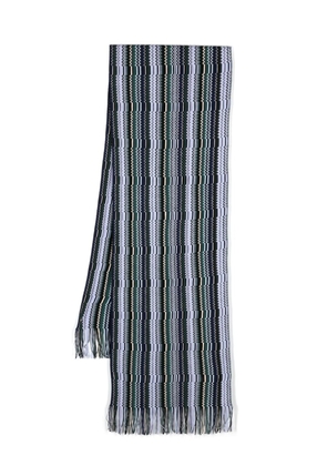Missoni zigzag-woven fringed scarf - Blue