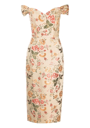 Markarian Apollonia floral-brocade corset dress - Brown