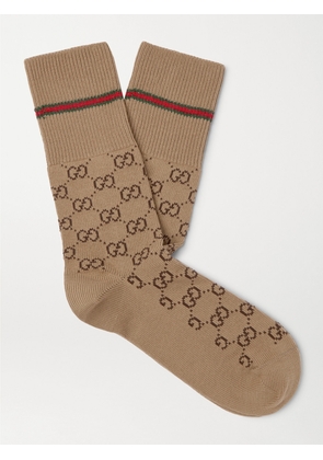 Gucci - Logo-Jacquard Cotton-Blend Socks - Men - Brown - S