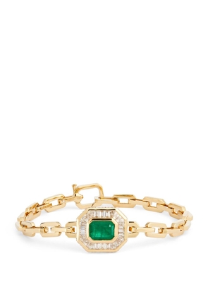 Shay Yellow Gold, Diamond And Emerald Deco Bracelet